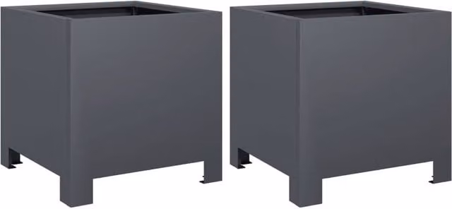 Berkfield Steel Garden Planter Tubs, 2 Pack, Anthracite Grey, W/D/H: 30 x 30 x 30 cm – 1
