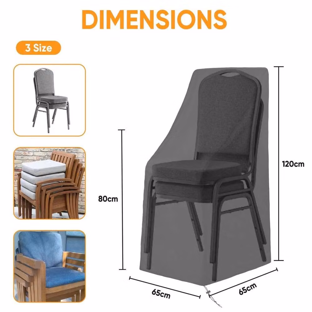 EONLION Waterproof Outdoor Stacking Dining Chair Cover in Black, 100 cm – 2