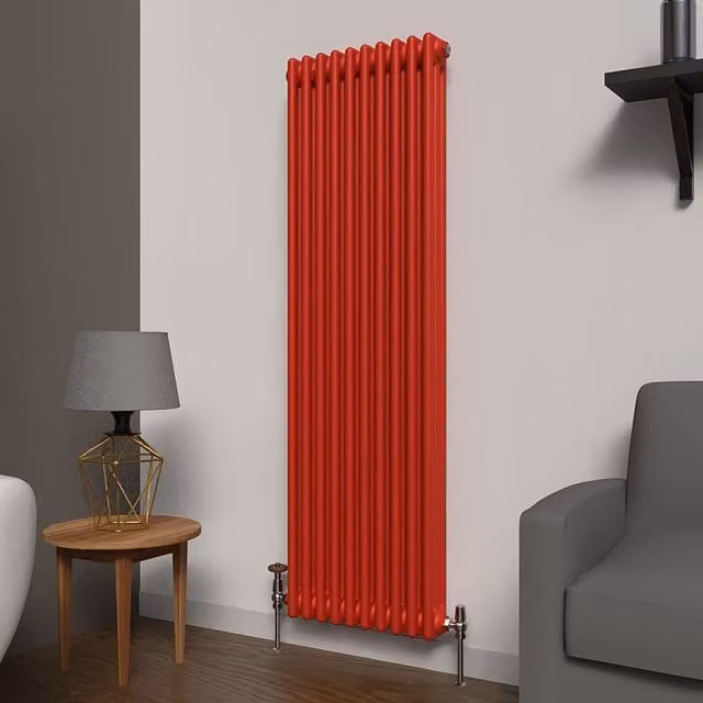 Lux Heat Vertical Coloured Column Radiator in Poppy Red, H 150 cm x W 47 cm