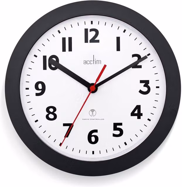 Acctim Parona Radio Controlled Analog Wall Clock, Black, Diameter: 23 cm – 4