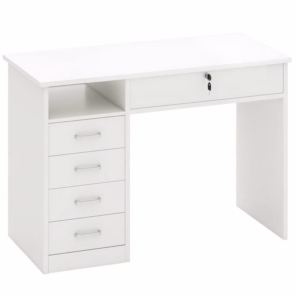 Wyld Haus Fizita White Modern Computer Desk with Single Pedestal Storage W/D/H: 110 x 50 x 76 cm – 2