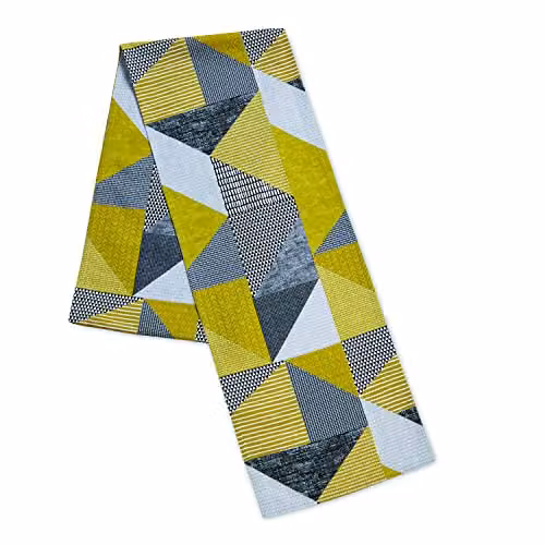 Catherine Lansfield Larsson Geo Cotton Table Runner in Yellow, W: 33 cm, L: 220 cm – 3