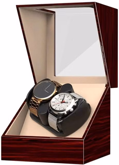 FLAVORA Dual Slot Automatic Single Watch Winder Box in Red, W: 50.0 cm x D: 50.0 cm x H: 50.0 cm