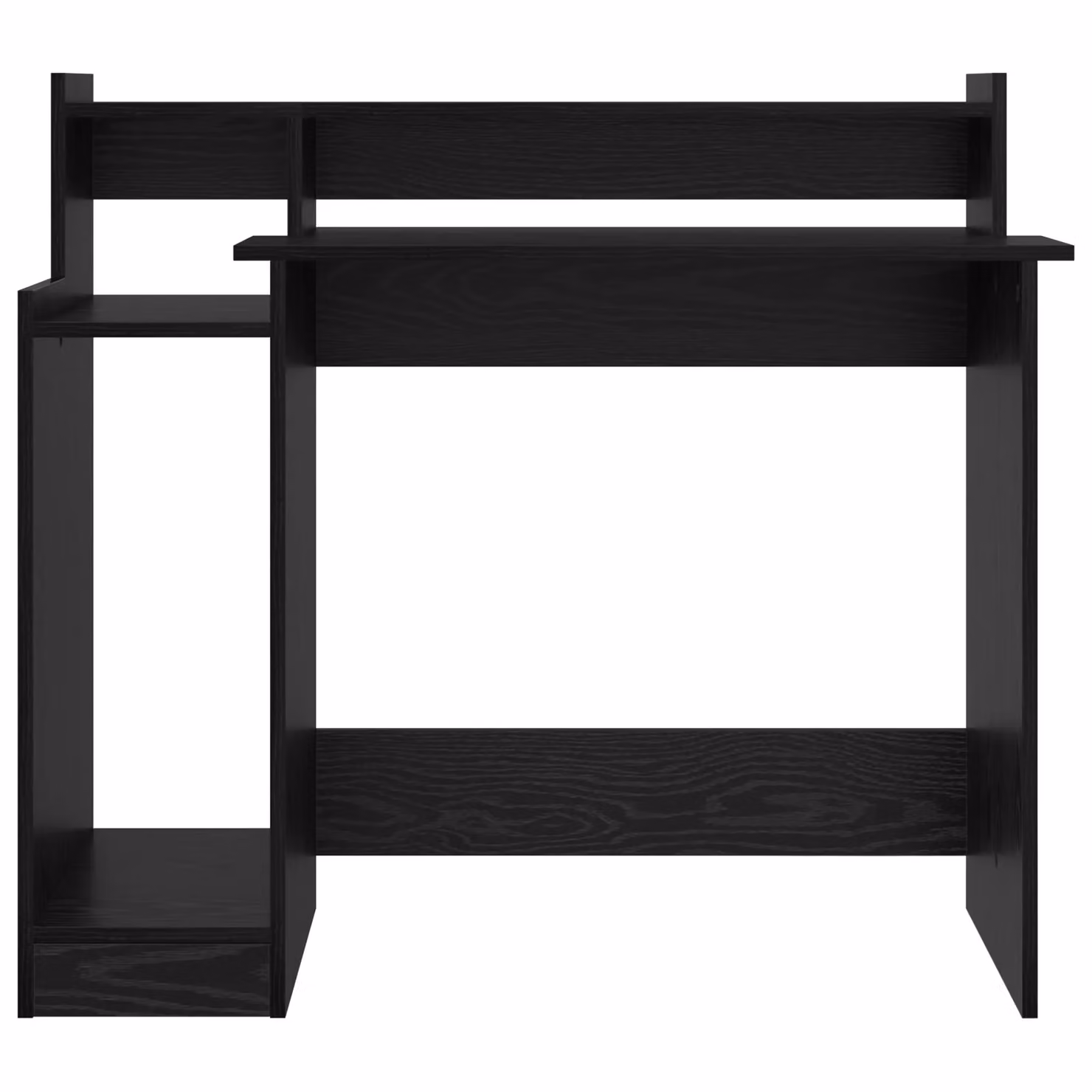 Berkfield Modern Black Oak Writing Desk with Storage Shelf and Matt Finish – 5