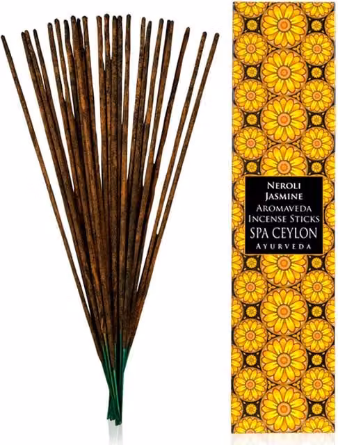 Spa Ceylon Neroli Jasmine Aromaveda Incense Sticks, 30 Pack, Yellow
