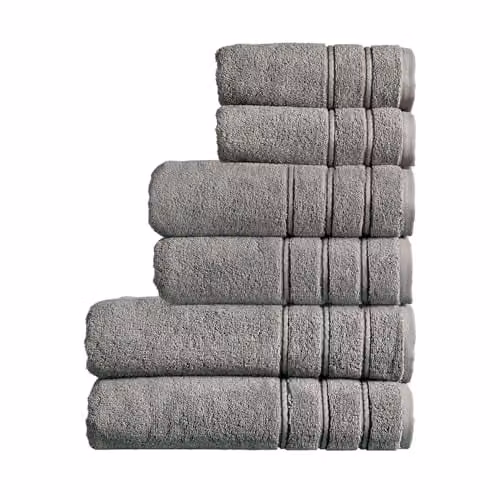 Christy Antalya 6 Piece Luxury Family Towel Set in Grey, 100% Turkish Cotton, 600GSM
