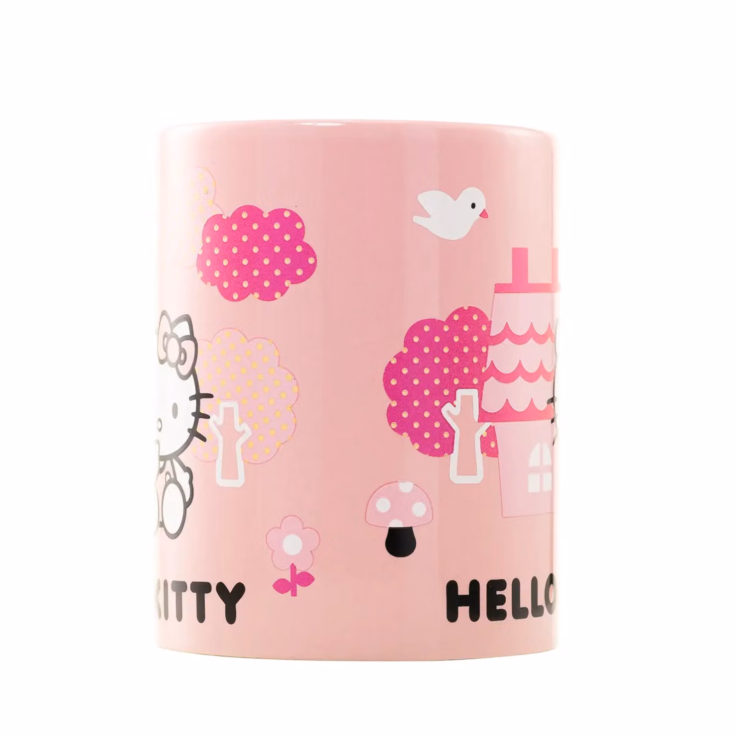 Hello Kitty Fluffy Mug in White and Pink with Lid