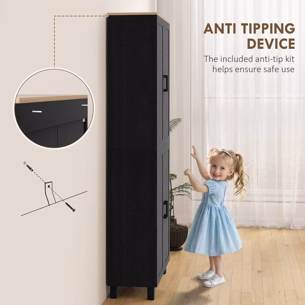 STILVORA Modern Black Matt Kitchen Cupboard with 4 Hinged Doors and Internal Shelves – 6