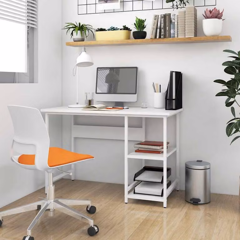 Berkfield Home Modern Computer Desk in White, W/D/H: 105 x 55 x 72 cm