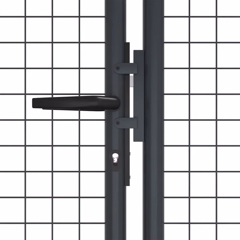 Berkfield Home Grey Galvanised Steel Mesh Swing Garden Gate W: 400 cm, H: 175 cm – 2