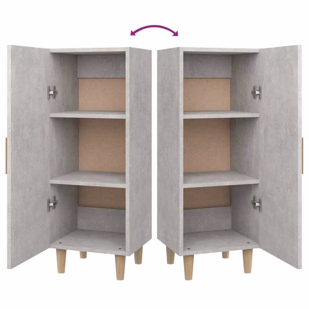 Berkfield Home Sideboard in Concrete Grey, W/D/H: 34.5 x 34 x 90 cm – 3