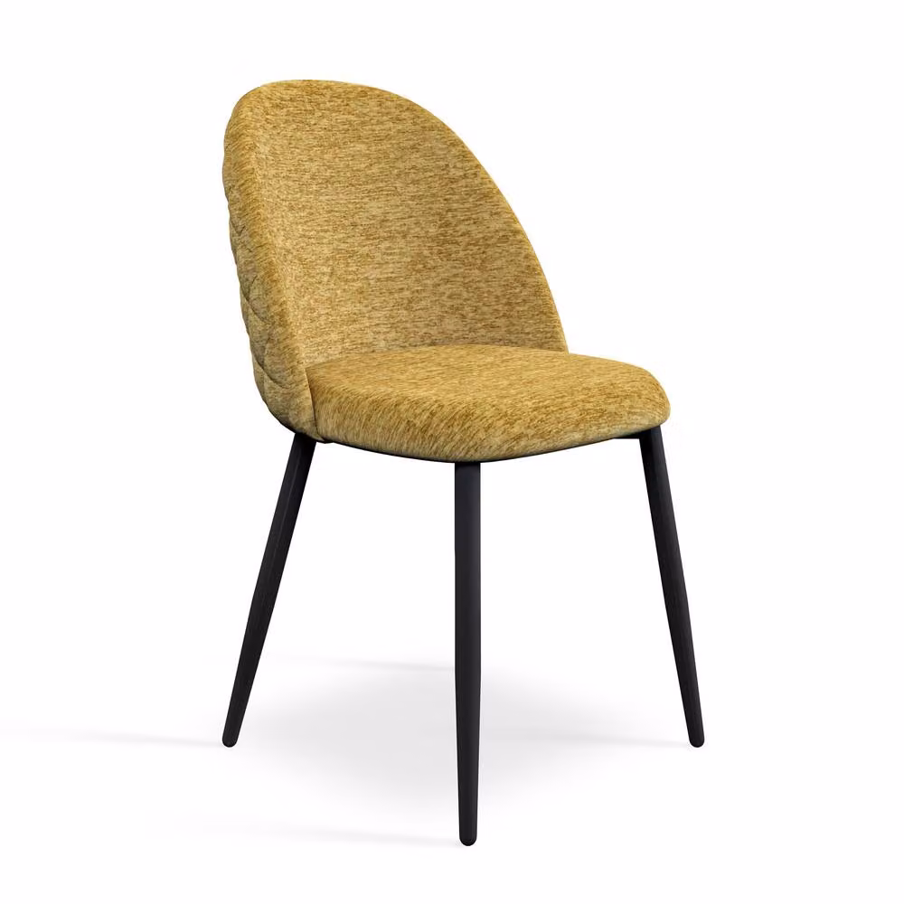 More4Homes Arlo Walnut Round Dining Table and Raye Mustard Velvet Dining Chairs Set of 4, W/D/H: 120 x 120 x 75 cm – 3