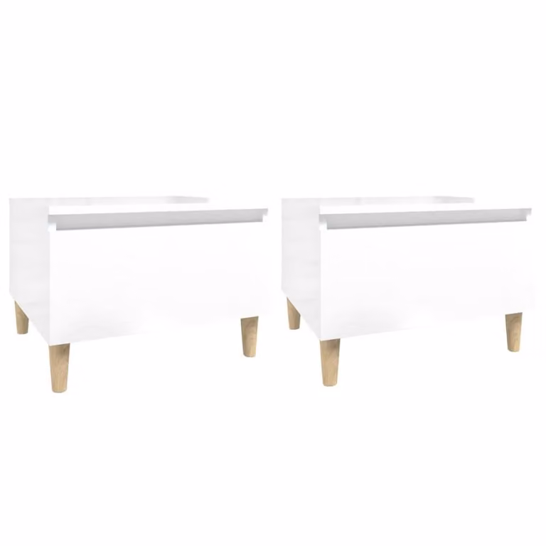 Berkfield Home Set of 2 High Gloss White Side Tables, W/D/H: 50 x 46 x 35 cm
