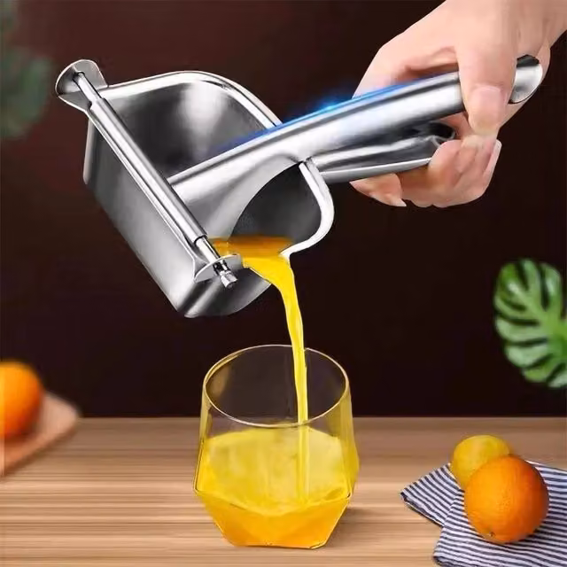 KORVIXA Stainless Steel Manual Citrus Press Juicer in Silver
