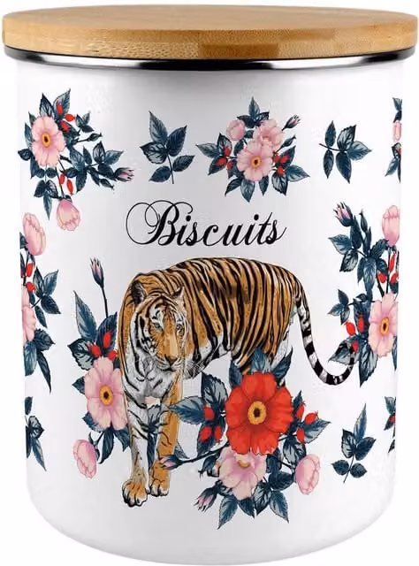 Purely Home Floral Enamel Biscuit Tin in Multicolour