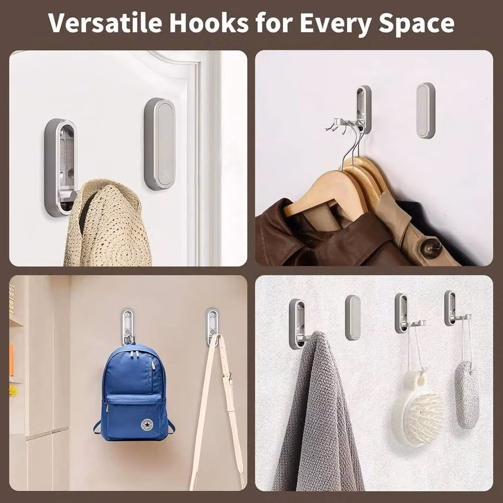 SPETLEK Non-Slip Folding Wall Hooks, 2 Pack, Silver – 3