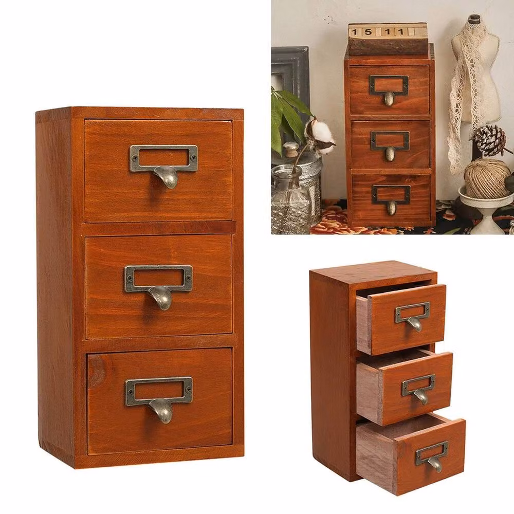 Havendro Wooden Jewelry and Sewing Storage Box in Brown – 5