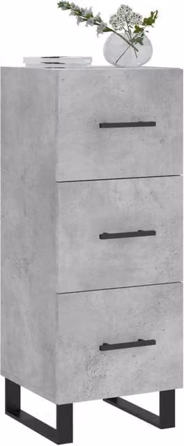 Berkfield Home Industrial Sideboard in Concrete Grey, W/D/H: 34.5 x 34 x 90 cm