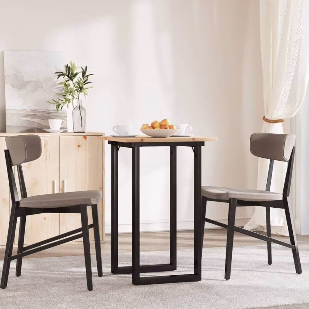 Berkfield Home O-Frame Square Dining Table in Brown Solid Pine and Steel, W/D/H: 50 x 50 x 75 cm – 3