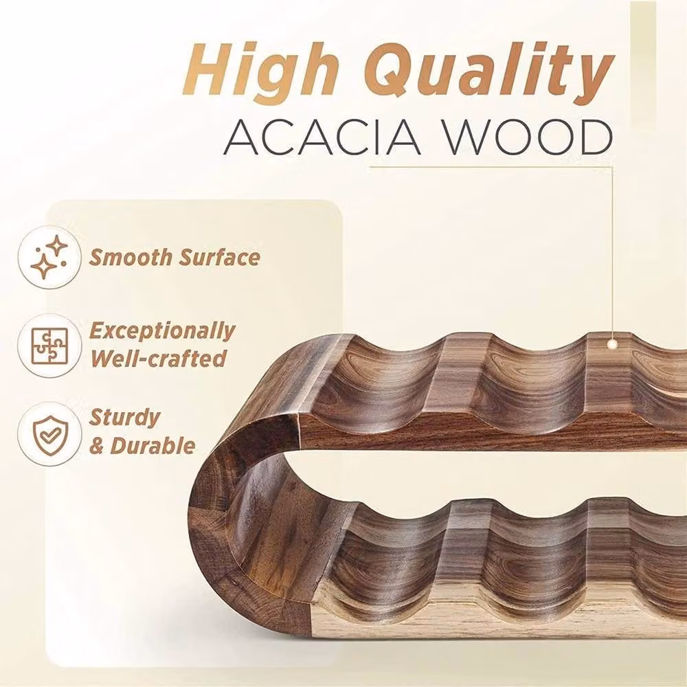 FLAVORA Minimalist Wood Countertop Wine Bottle Rack in Brown and Sand – 4
