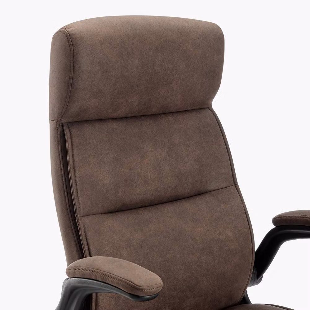 FurnitureboxUK Greer Brown Faux Leather Executive Swivel Office Chair – 3