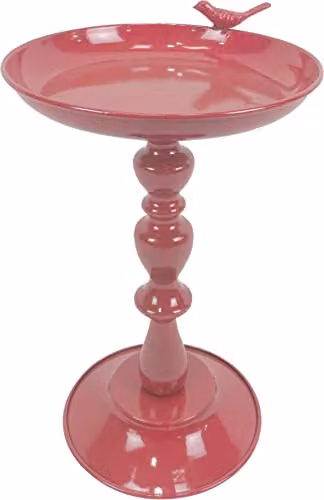 St Helens Home & Garden Red Metal Ornamental Pedestal Bird Bath, W/D/H: 21 x 23 x 37 cm – 2