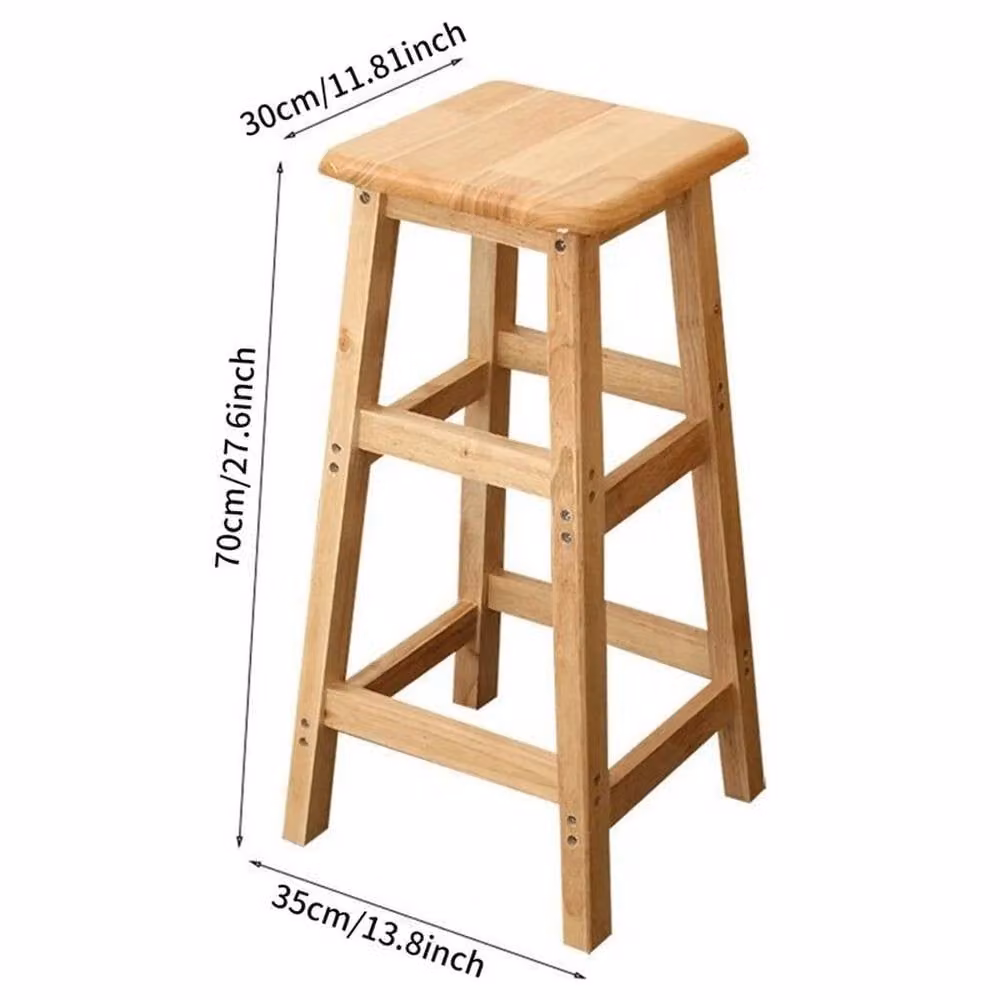 SPETLEK Natural Wood High Bar Stool in Brown, Height: 70 cm – 2