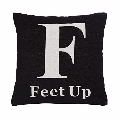 Orsina Feet Up Words Cushion in Black and White