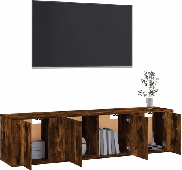 Berkfield Home Classic 3 Piece TV Cabinet Set in Smoked Oak Brown Engineered Wood – 1