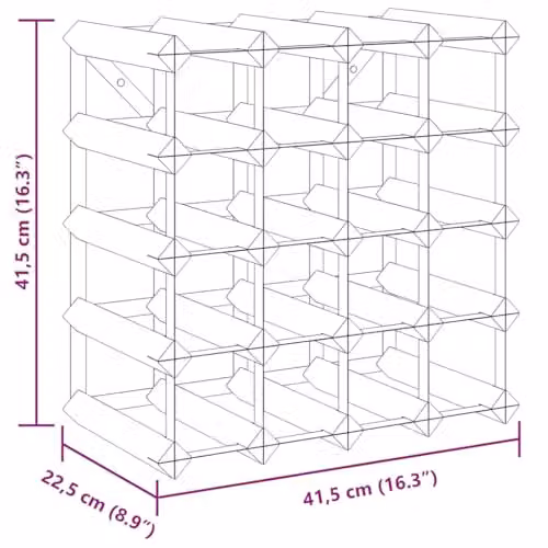 vidaXL Brown Solid Pine Wood Wine Rack for 20 Bottles, W/D/H: 83 x 41.5 x 41.5 cm – 3
