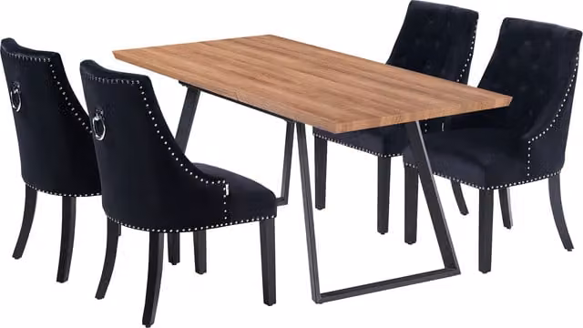 Life Interiors Windsor Toga LUX Extendable Dining Set with 4 Chairs in Black
