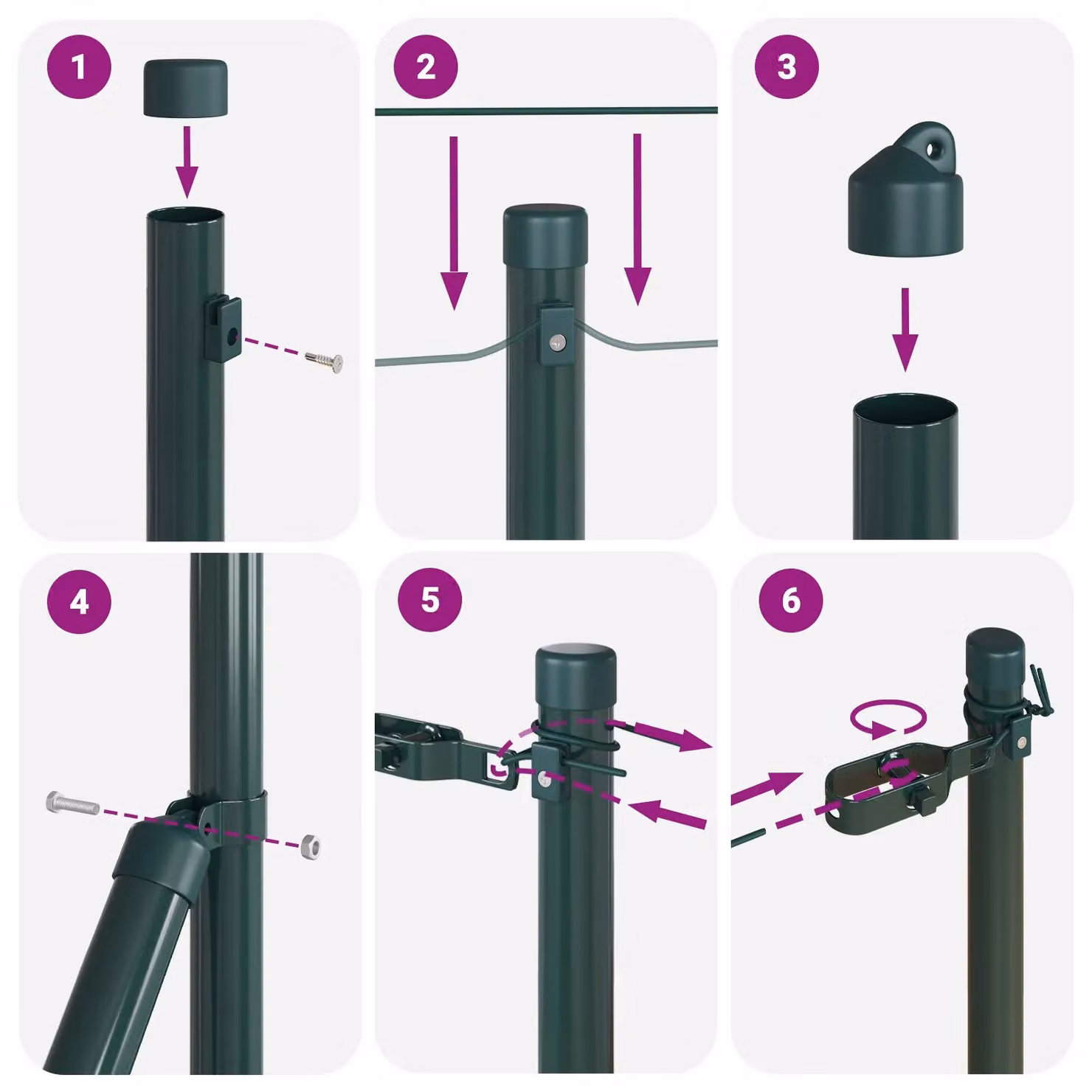 Berkfield Home 26 Piece Green Galvanised Steel Round Fence Posts, H: 120 cm, Diameter: 32 mm – 4