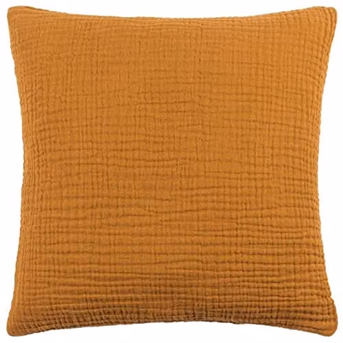 Riva Home Cotton Square Cushion with Removable Cover, Beige, W/D/H: 45 x 45 x 45 cm – 1