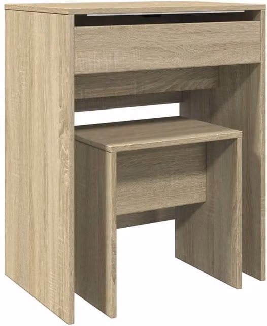 Berkfield Home Dressing Table and Stool in Sonoma Oak, Brown, W/D/H: 60 x 40 x 113.5 cm – 1