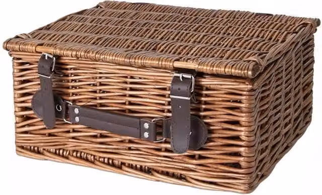 FLAVORA Brown Traditional Wicker Picnic Hamper Storage Basket with Open Weave Rattan Design, W: 50 cm, D: 50 cm, H: 50 cm