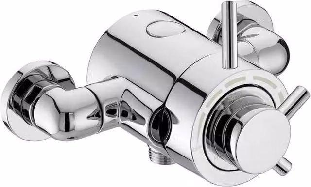 FLAVORA Round Exposed Thermostatic Shower Valve with Bottom Outlet in Silver