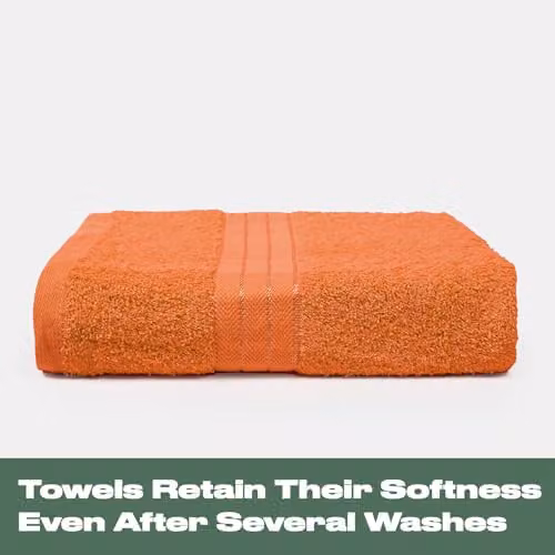 OHS 4 Pack of Fluffy Cotton Hand Towels in Orange with Hanging Loops – 3