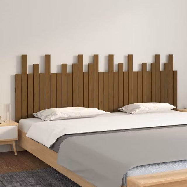 Berkfield Home Rustic Solid Wood Pine Wall Mounted Headboard in Honey Brown, W: 204 cm, D: 3 cm, H: 80 cm – 1