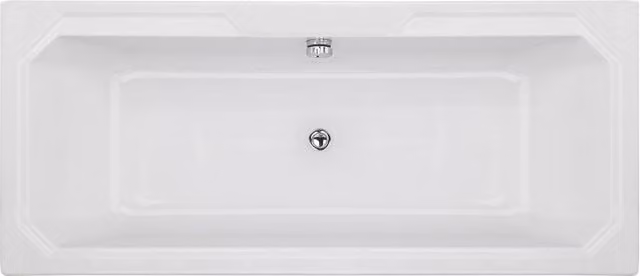 Balterley Harrington Rectangular Straight Double Ended Acrylic Shower Bath Tub, White, W: 180 cm, D: 80 cm