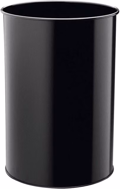 Durable Black Metal Round Waste Bin with Scratch Resistant Coated Steel, 30L Capacity, H 45.0 cm x W 31.5 cm x D 31.5 cm – 2