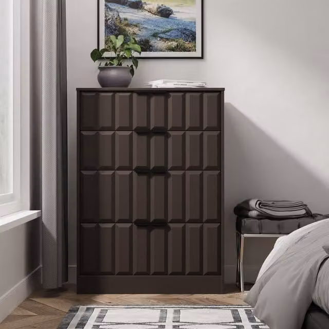Ready Assembled 2 U Seattle 4 Drawer Deep Chest in Dark Grey