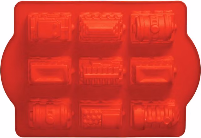 Orsina Hallie Red Silicone Cake Pop Mould with 9 Train Design