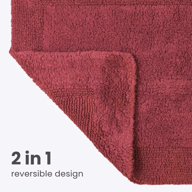 Allure Bath Fashions Reversible Cotton Bath Mat, W: 53 cm, D: 85 cm, Blue