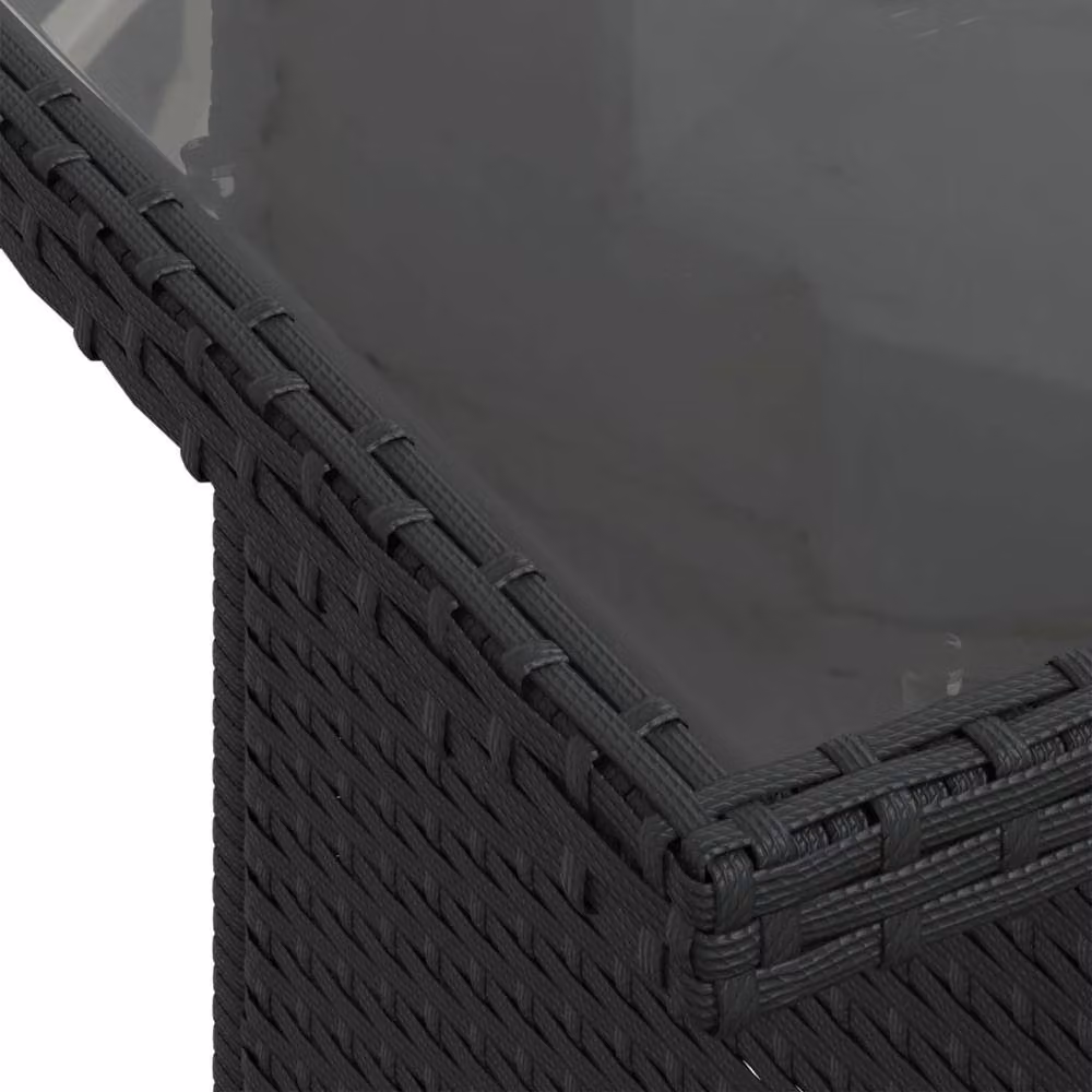 Berkfield Home Rectangular Garden Table with Glass Top in Black Poly Rattan, W/D/H: 100 x 55 x 73 cm – 6
