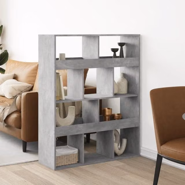 Berkfield Home Room Divider in Concrete Grey, W/D/H: 100 x 33 x 125.5 cm – 1