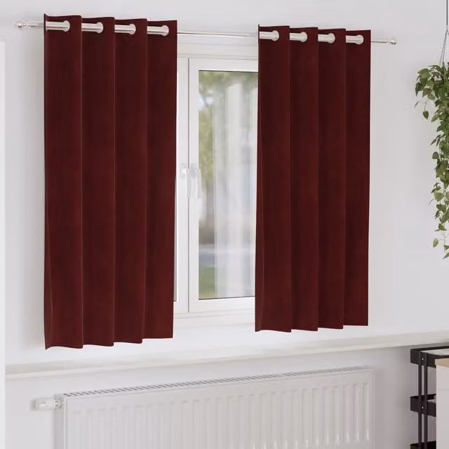 Berkfield Home Wine Red Velvet Blackout Curtains with Eyelets, 2 Pack – 1