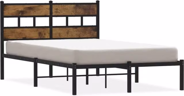 Berkfield Home Metal Bed Frame in Smoked Oak Brown, W/D/H: 120 x 200 cm