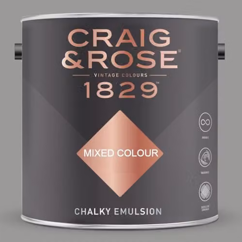 Craig & Rose 1829 Chalky Emulsion Paint Stop in Dundas Grey, Matt Finish, 2.5 l