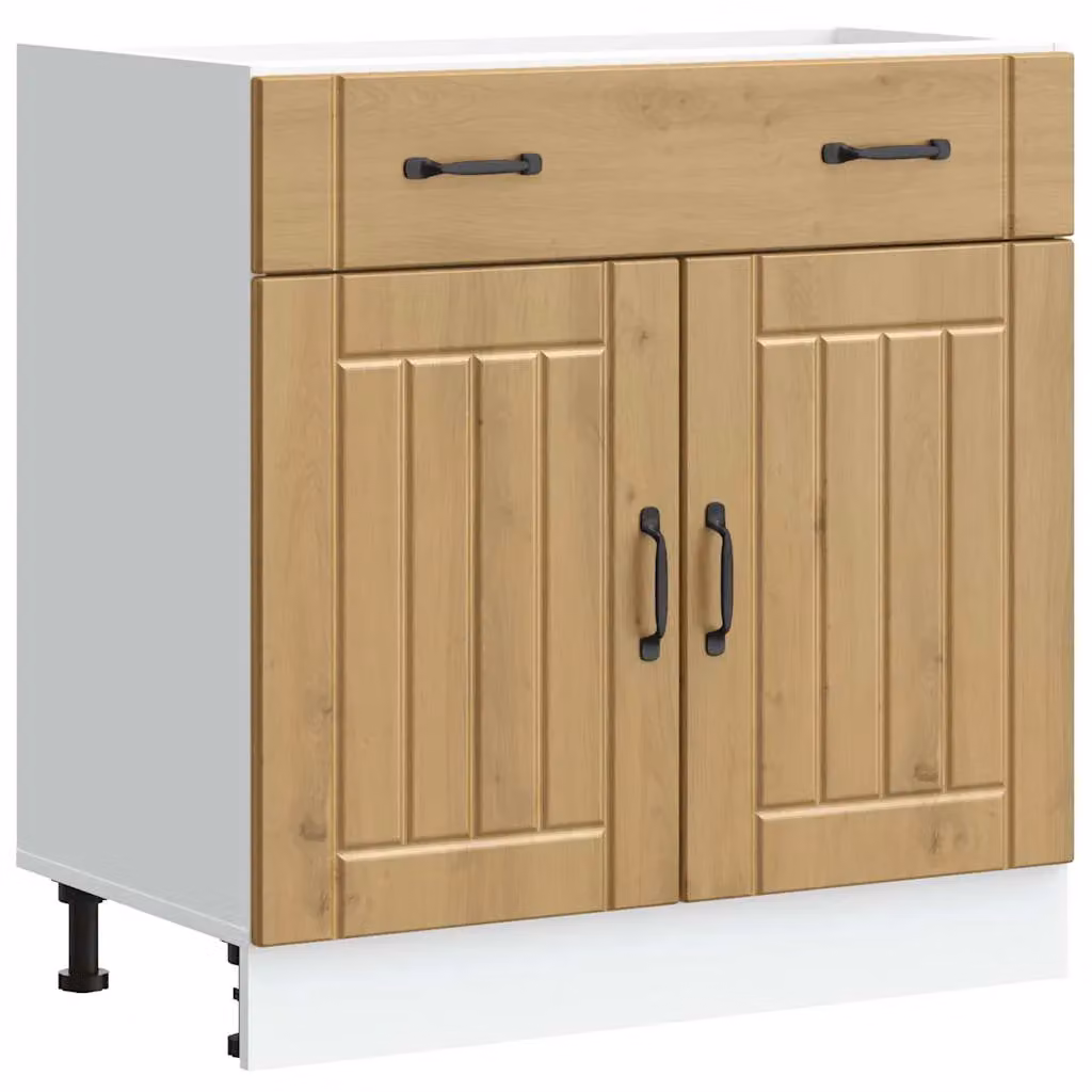 Berkfield Home Lucca Artisan Oak Kitchen Sink Base Cabinet in Brown – 2