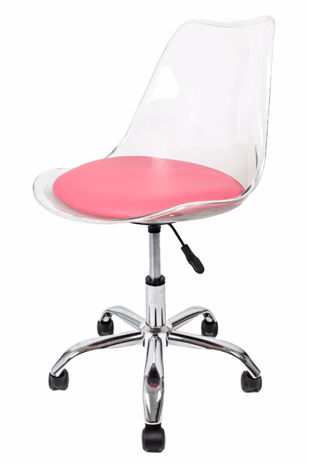 Fusion Living Soho Modern Pink Transparent Plastic Dining Chair with Swivel Base – 2